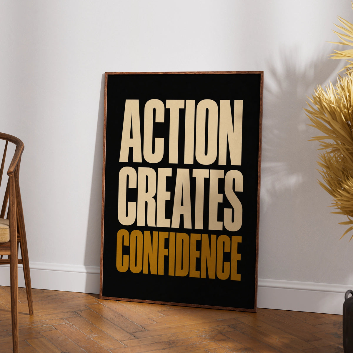 Action Creates Confidence Motivational Quote Poster, Bold Typography Wall Art Print