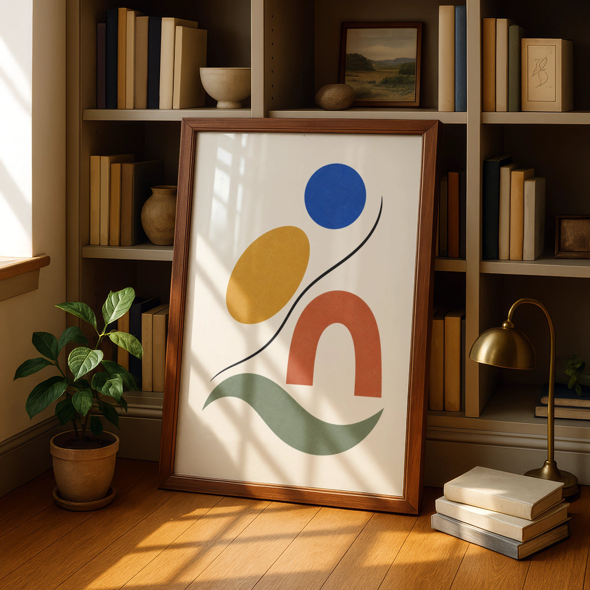 Nordic Shapes in Motion Abstract Wall Art, Geometric Poster, Boho Minimalist Print