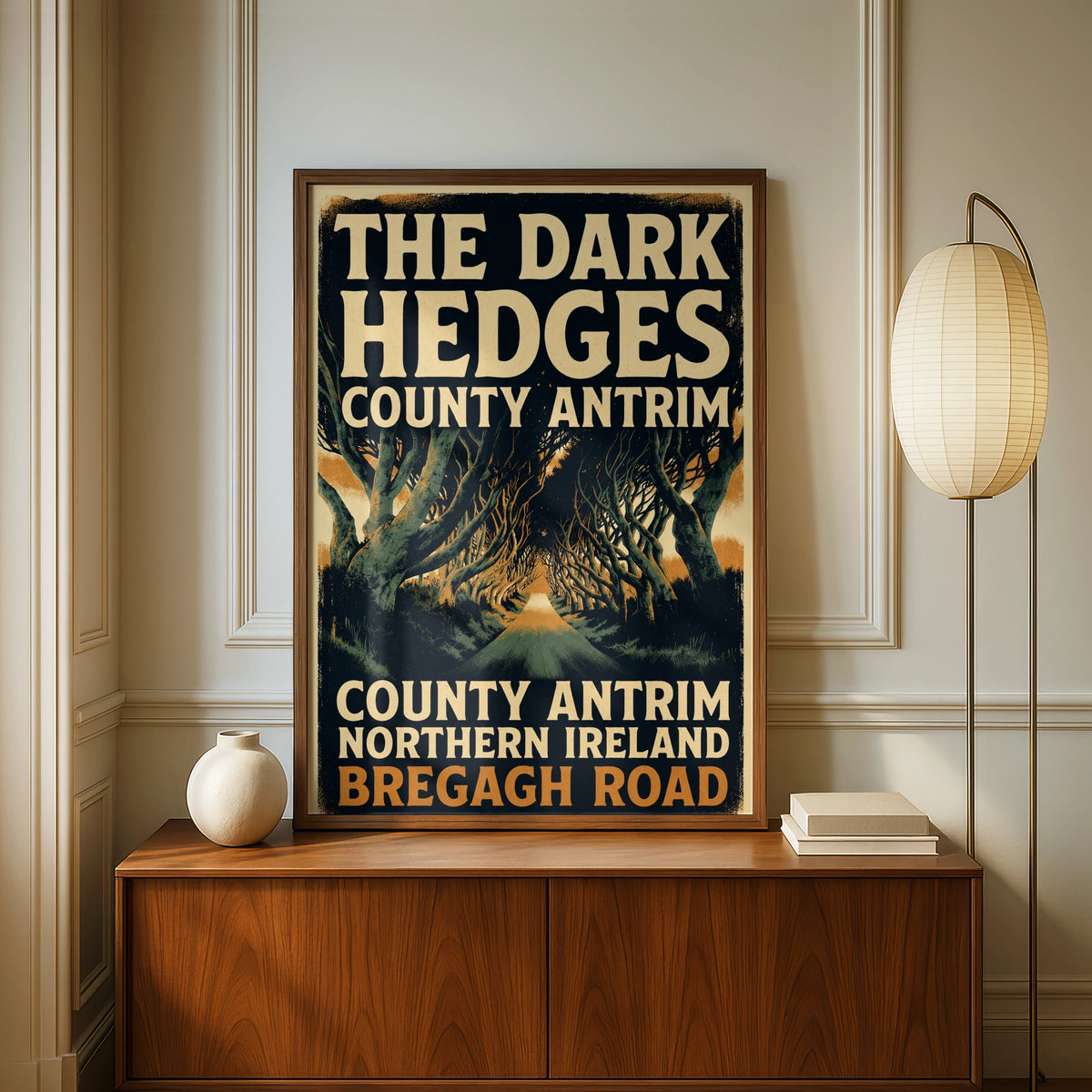 Dark Hedges Poster, County Antrim Northern Ireland, Bregagh Road Vintage Travel Art Print