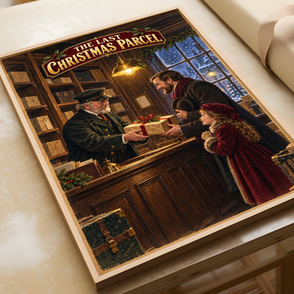 The Last Christmas Parcel, Victorian Post Office Wall Art, Vintage Festive Holiday Poster Print