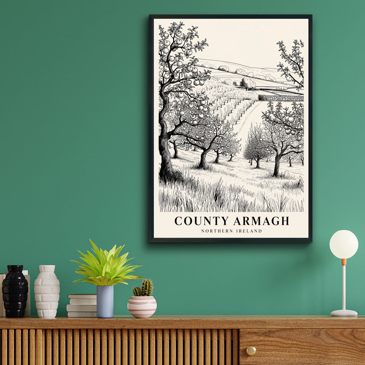 County Armagh Poster, Northern Ireland Apple Orchard Print, Irish Travel Wall Art