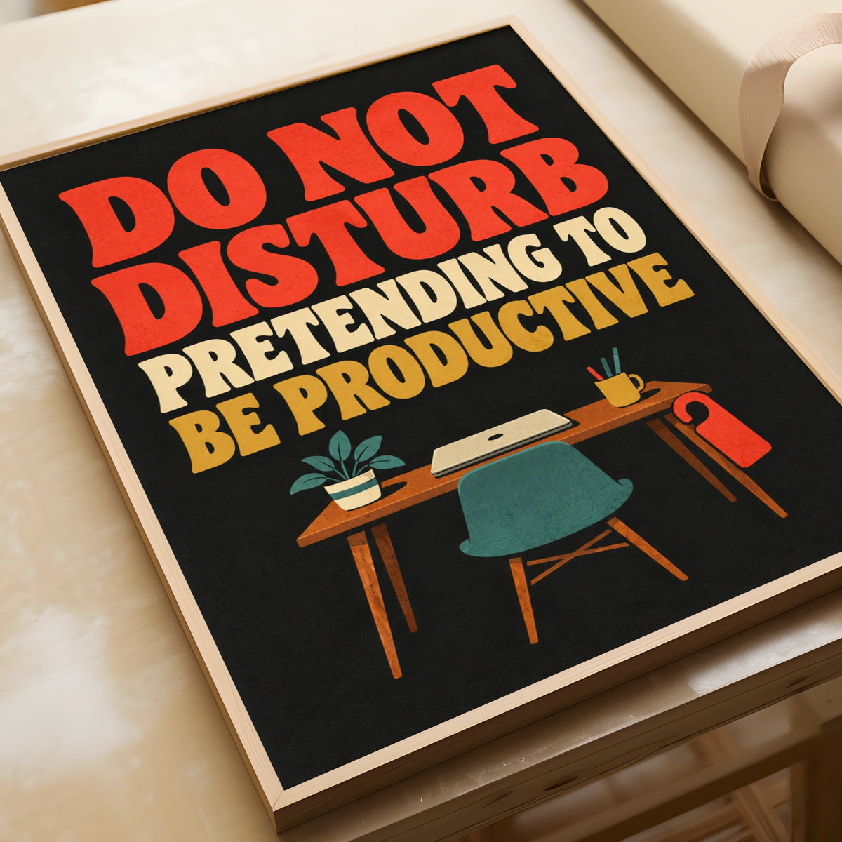 Do Not Disturb Pretending To Be Productive Poster, Funny Office Wall Art Print