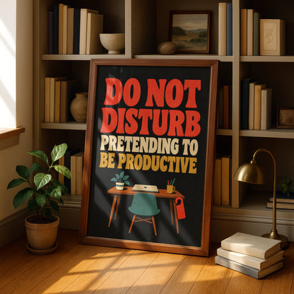 Do Not Disturb Pretending To Be Productive Poster, Funny Office Wall Art Print