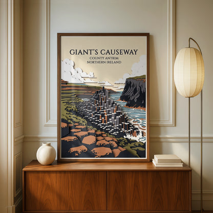 Giant's Causeway Poster, Northern Ireland Travel Print, County Antrim Wall Art