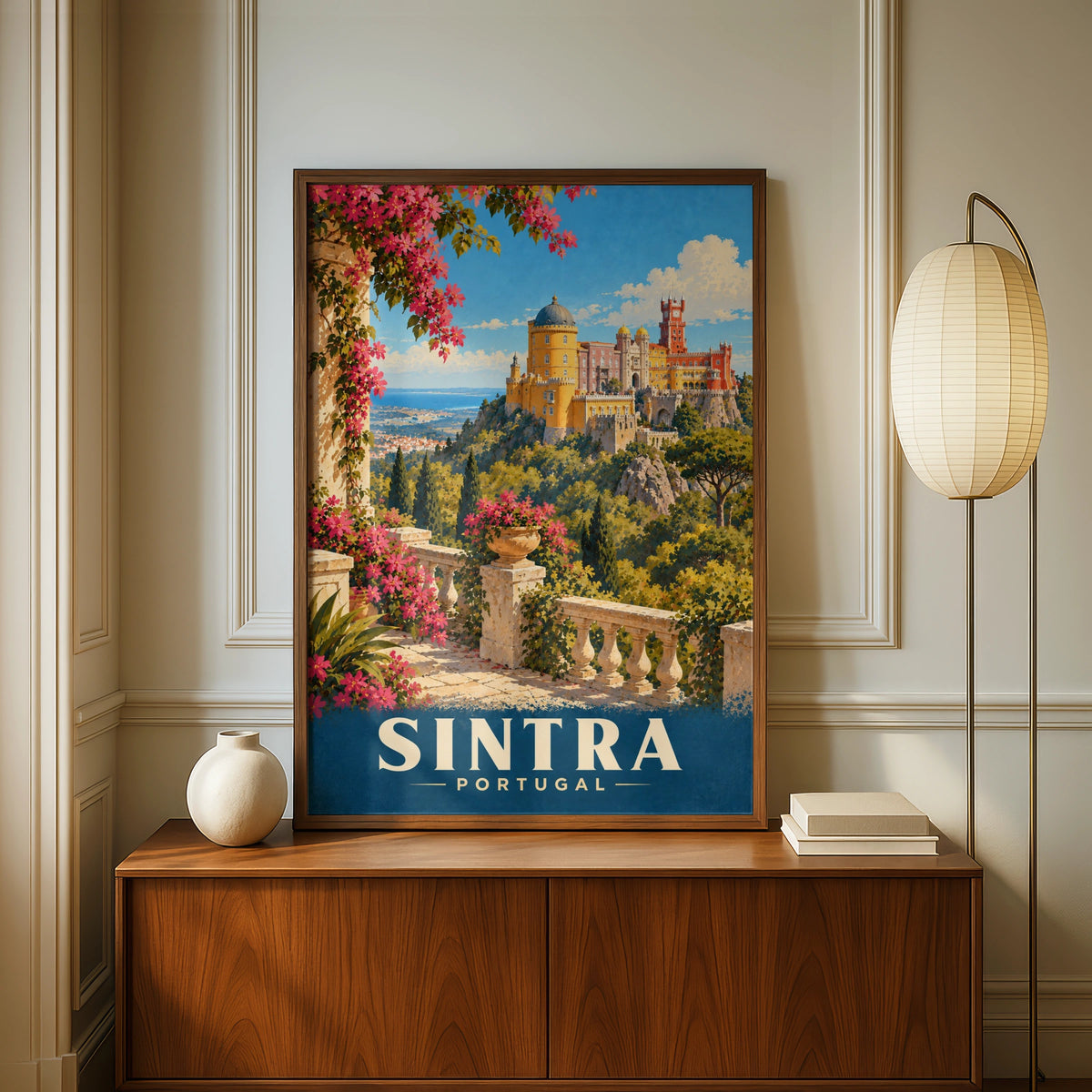 Sintra Portugal Travel Poster, Pena Palace Wall Art, Vintage Style Print, Europe