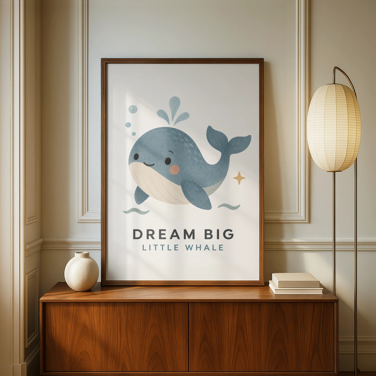 Dream Big Little Whale Nursery Print, Cute Whale Poster, Ocean Baby Room Wall Art