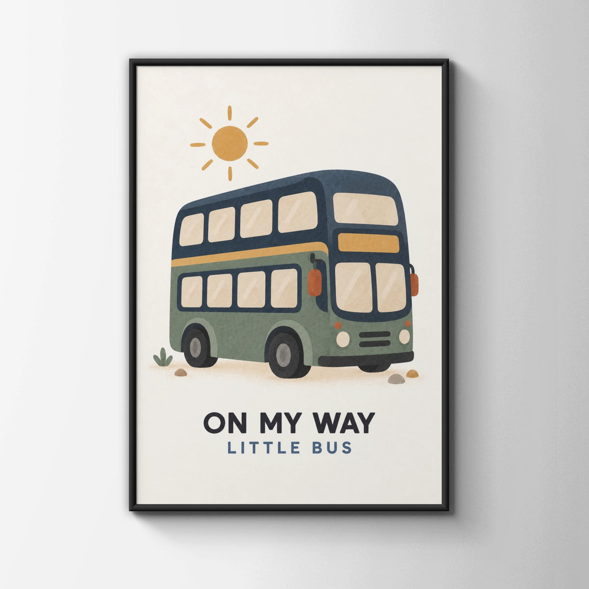 Double Decker Bus Kids Wall Art, On My Way Little Bus Nursery Poster, Transport Print