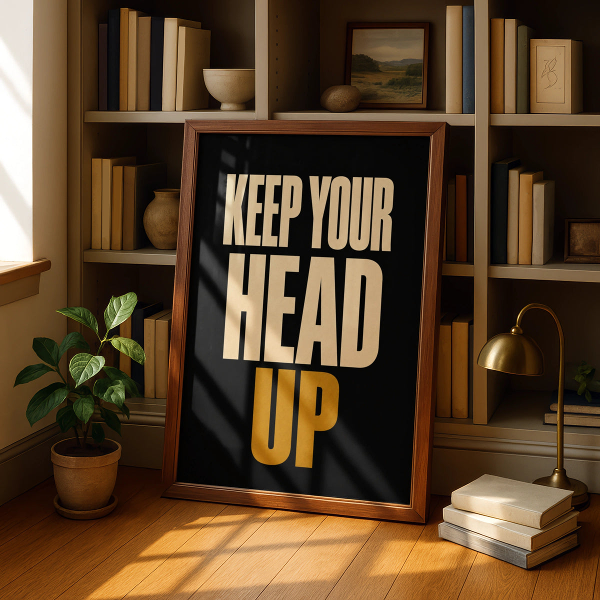 Keep Your Head Up Motivational Quote Poster, Bold Typography Wall Art Print