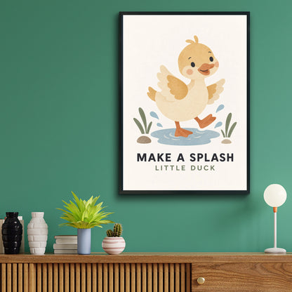 Make A Splash Little Duck Nursery Poster, Cute Duck Wall Art, Baby Animal Print