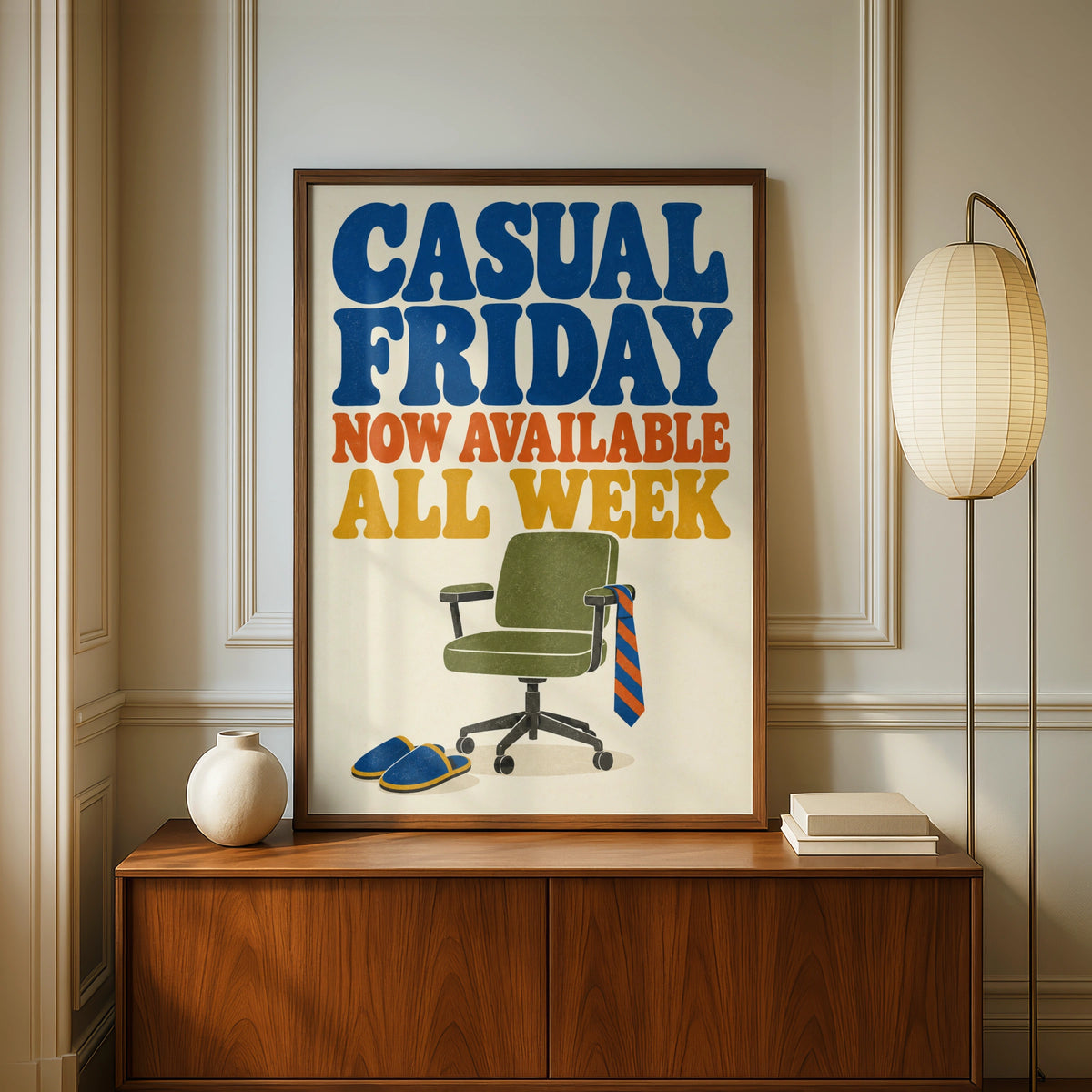 Casual Friday Now Available All Week Poster, Funny Office Wall Art, Retro Work Print
