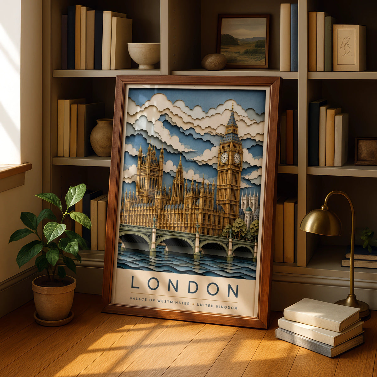 London Travel Poster, Big Ben Wall Art, Palace of Westminster Print, UK Gift