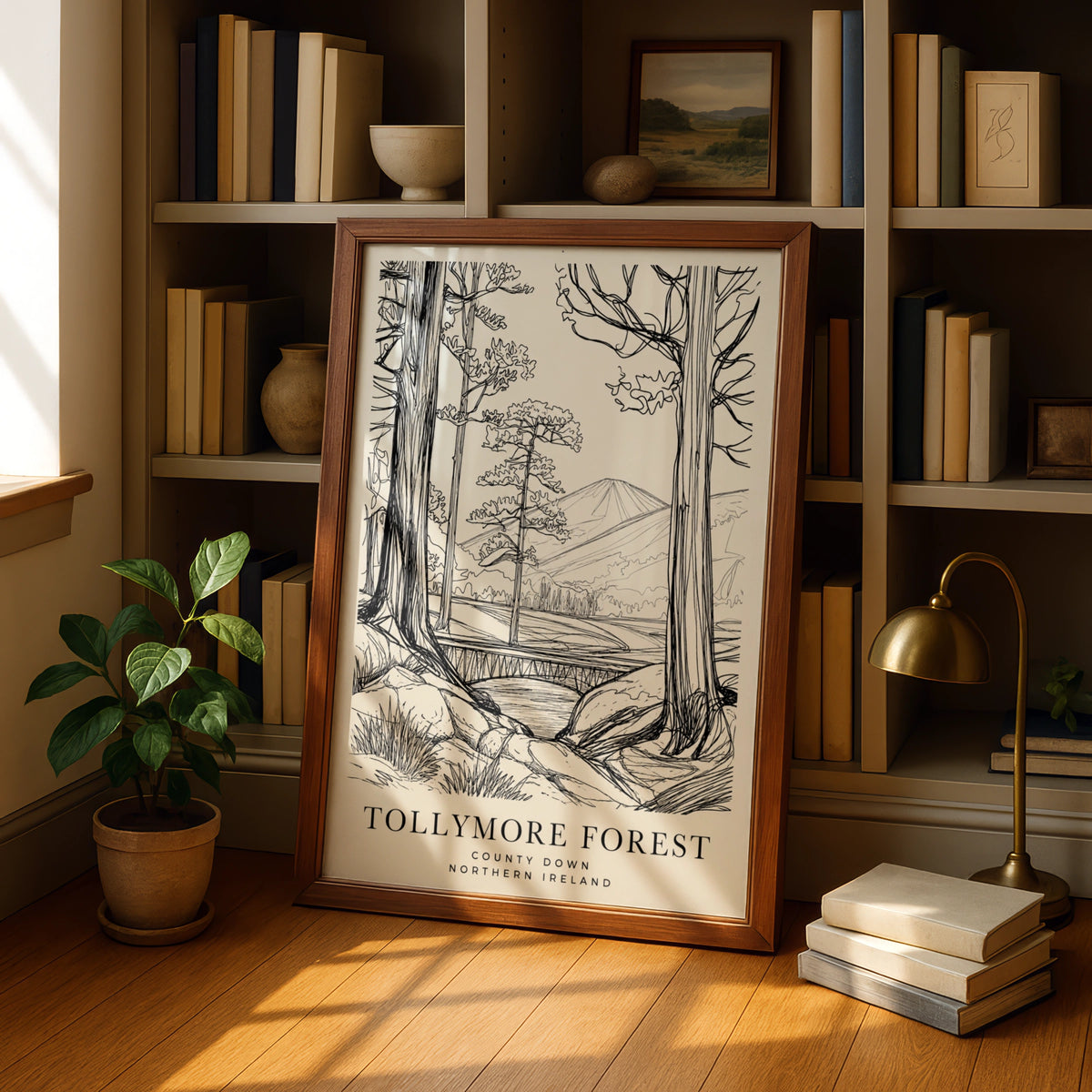 Tollymore Forest Poster, County Down Northern Ireland Wall Art, Line Drawing Print