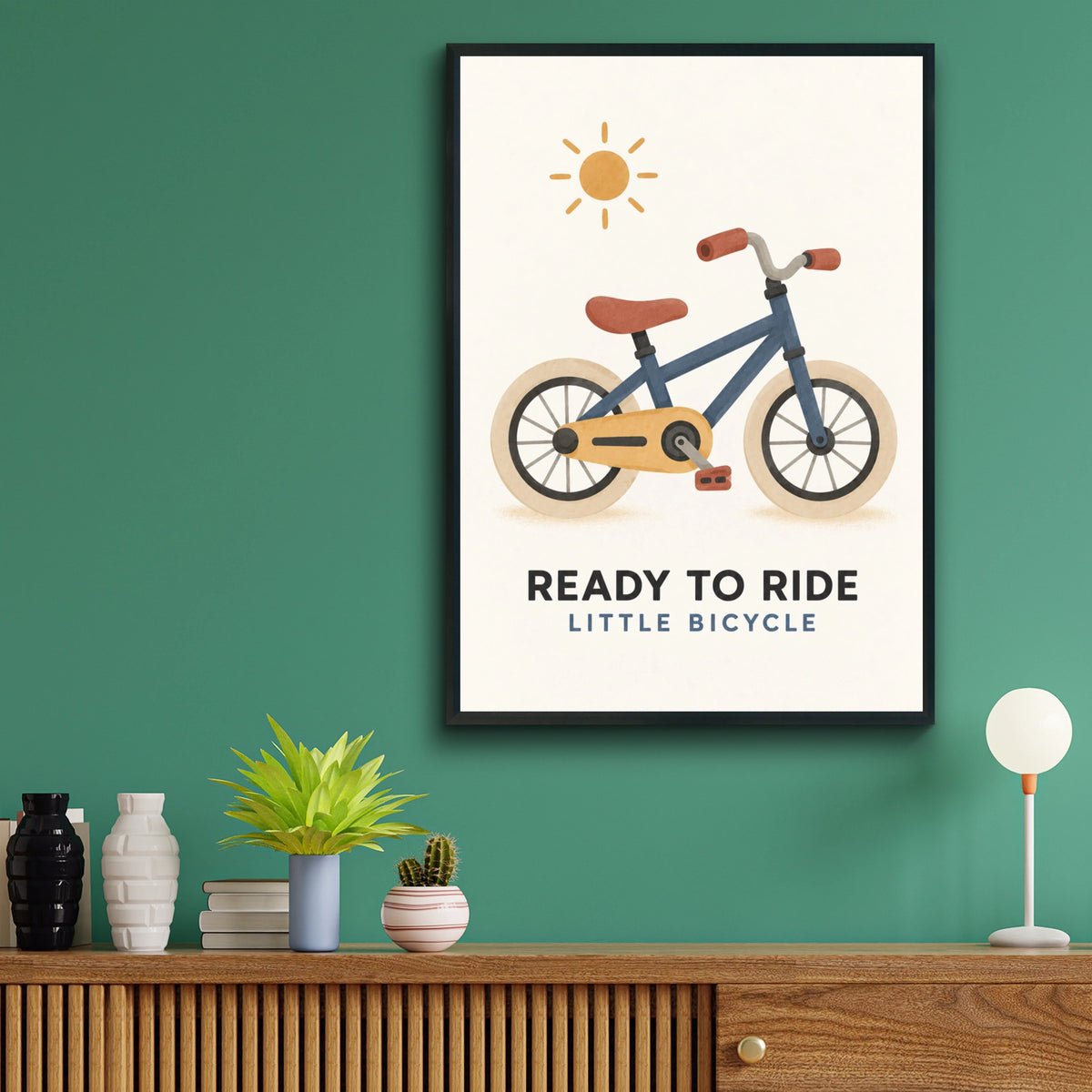Ready To Ride Little Bicycle Kids Poster, Children's Bike Wall Art, Nursery Print