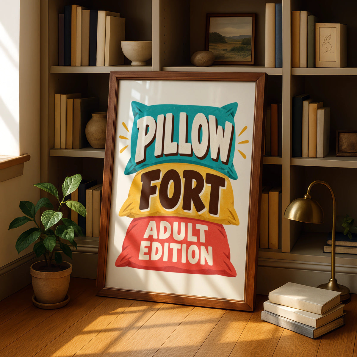 Pillow Fort Adult Edition Funny Wall Art, Humorous Retro Poster, Cosy Bedroom Print