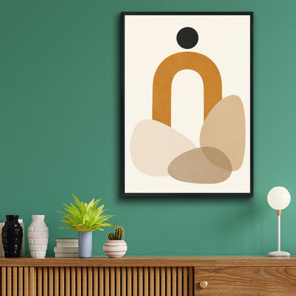 Amber Arch Abstract Poster, Boho Geometric Wall Art, Mustard Neutral Shapes Print