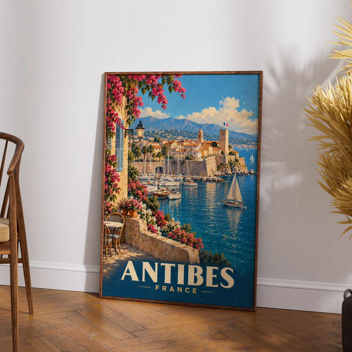 Antibes France Travel Poster, Vintage Cote d'Azur Wall Art, Mediterranean Print