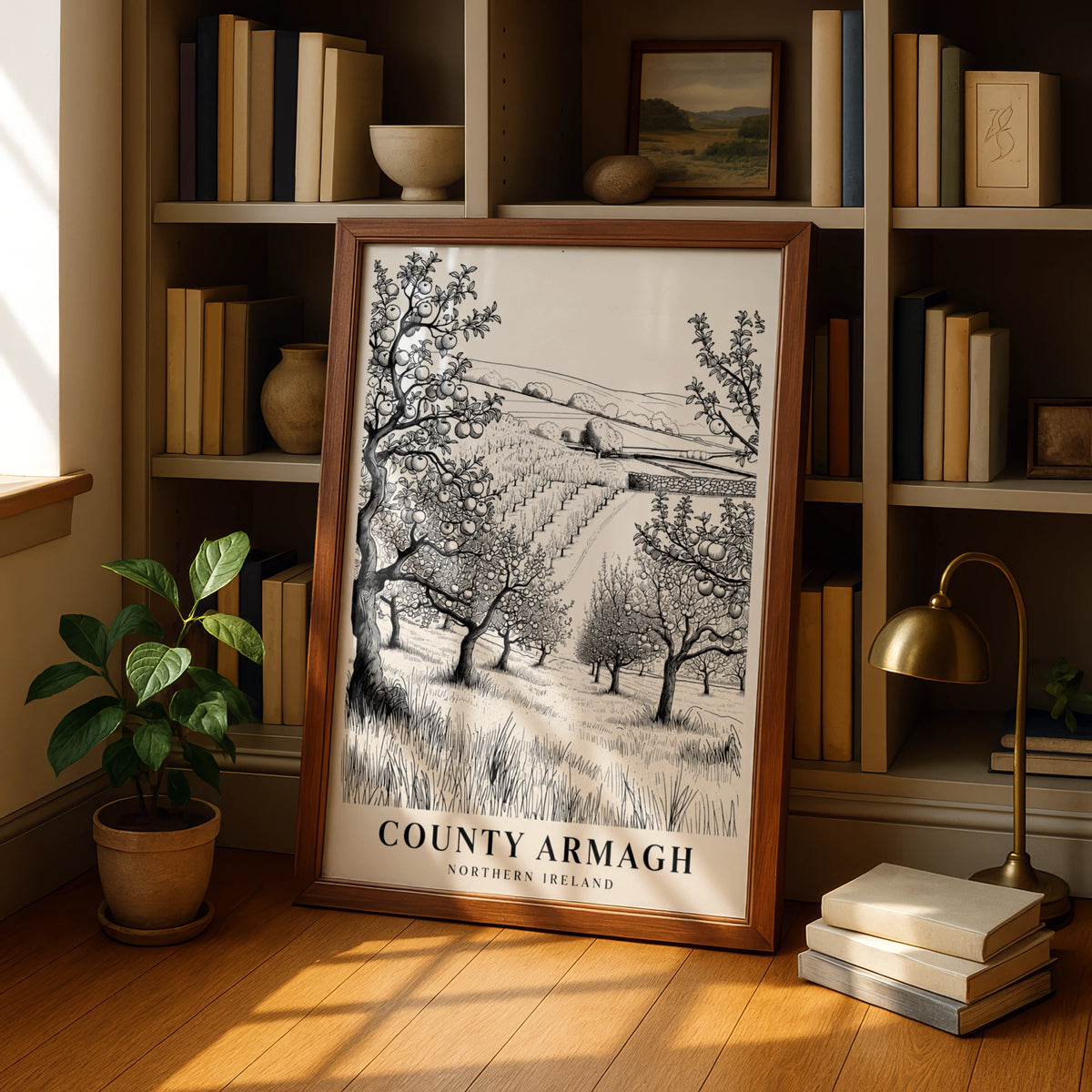 County Armagh Poster, Northern Ireland Apple Orchard Print, Irish Travel Wall Art
