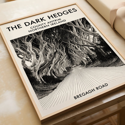 The Dark Hedges Poster, County Antrim Northern Ireland, Bregagh Road Wall Art Print