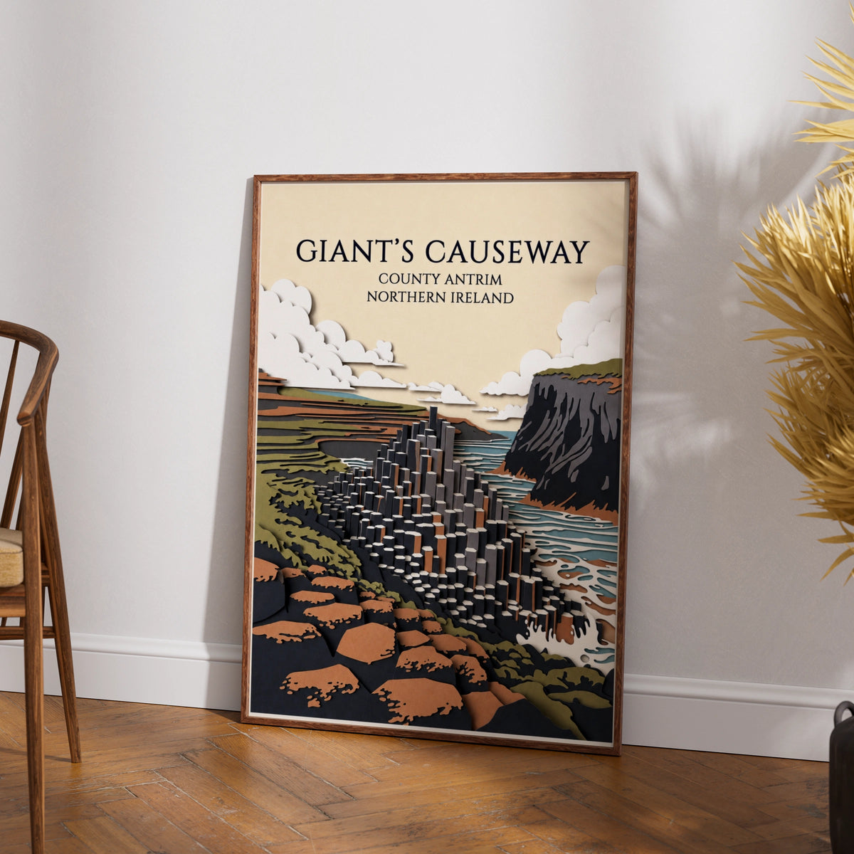 Giant's Causeway Poster, Northern Ireland Travel Print, County Antrim Wall Art