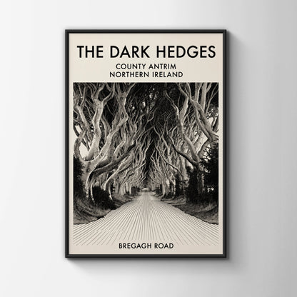 The Dark Hedges Poster, County Antrim Northern Ireland, Bregagh Road Wall Art Print