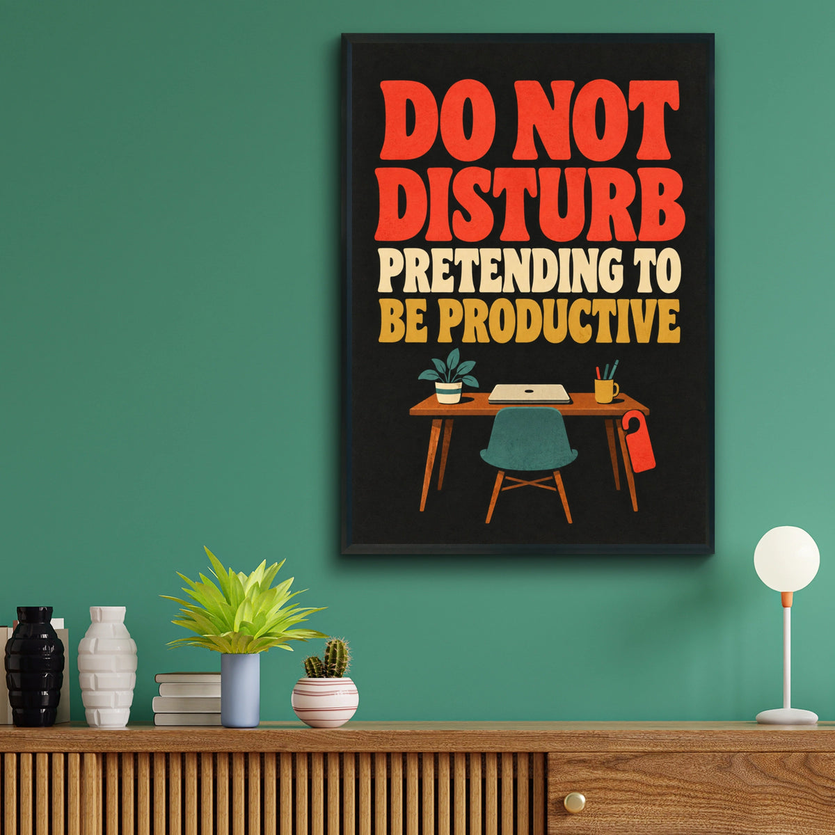 Do Not Disturb Pretending To Be Productive Poster, Funny Office Wall Art Print