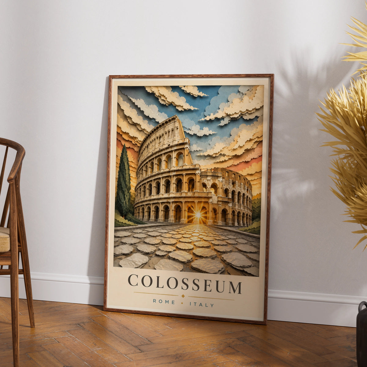 Colosseum Rome Poster, Italy Travel Print, Paper Cut Art, Roman Wall Decor