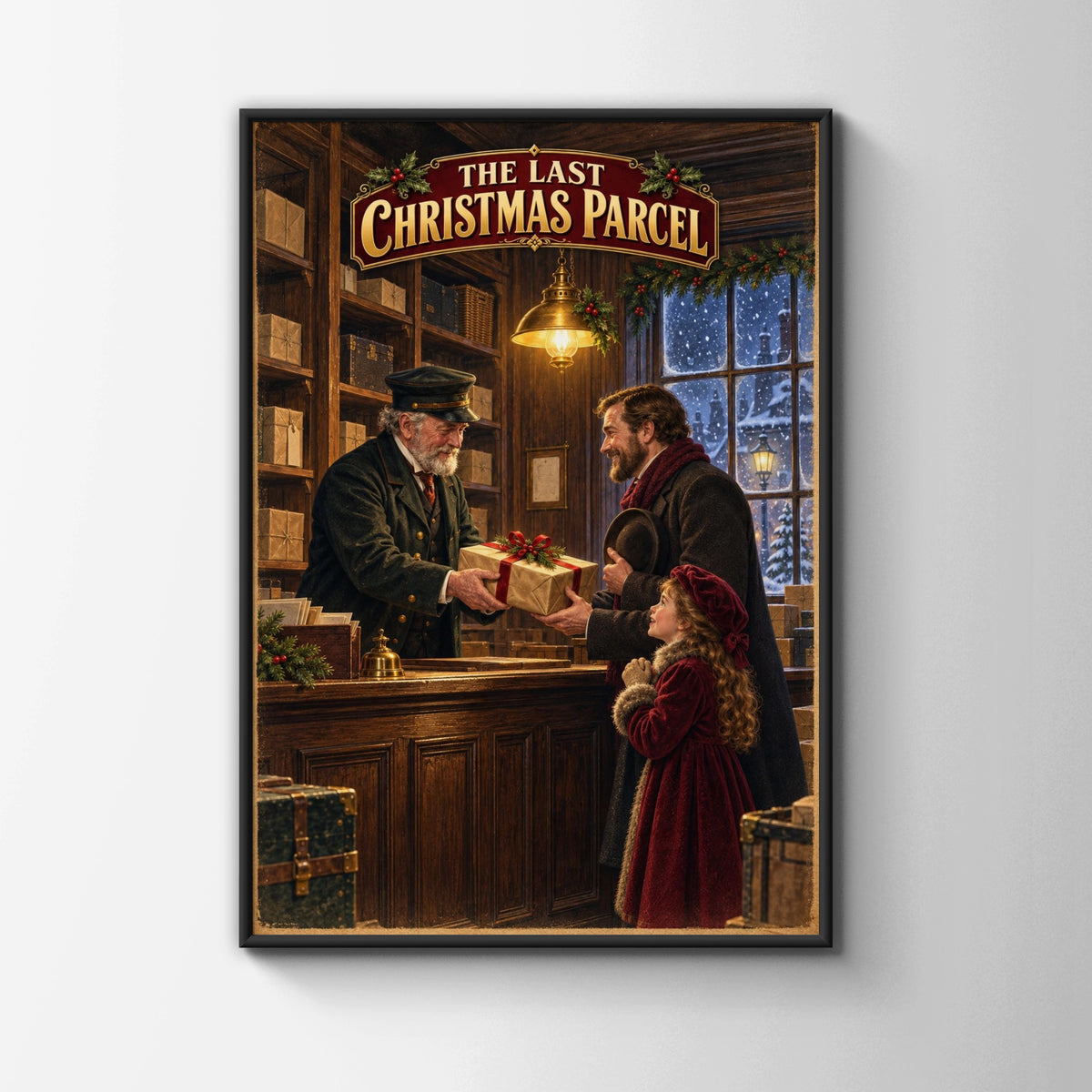 The Last Christmas Parcel, Victorian Post Office Wall Art, Vintage Festive Holiday Poster Print