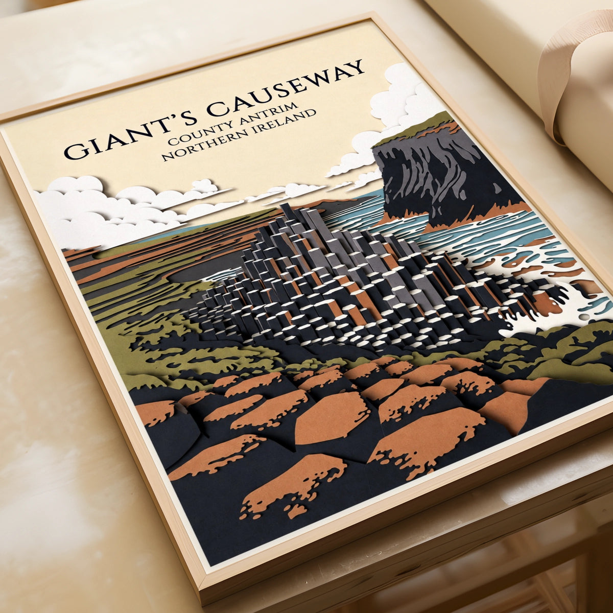 Giant's Causeway Poster, Northern Ireland Travel Print, County Antrim Wall Art