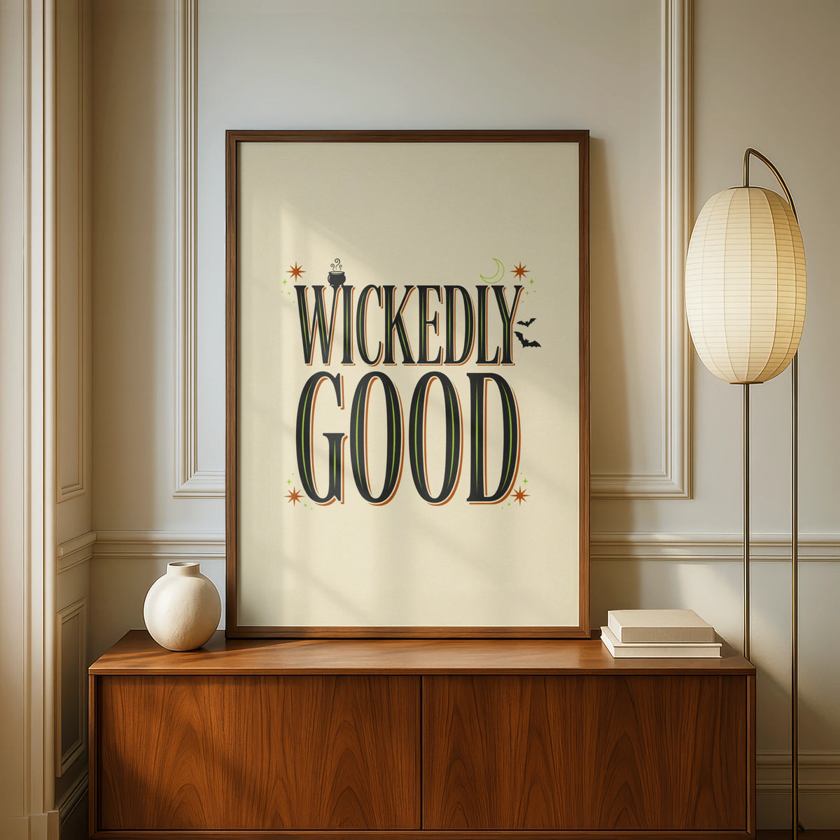 Wickedly Good Halloween Poster, Witch Wall Art Print, Spooky Typography Decor