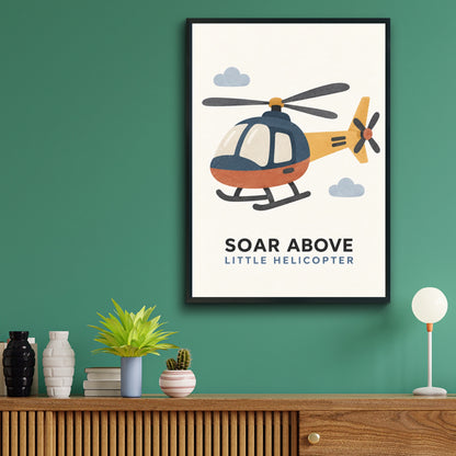Helicopter Nursery Poster, Soar Above Little Helicopter Kids Wall Art Print