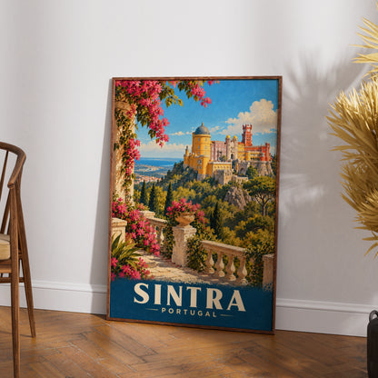 Sintra Portugal Travel Poster, Pena Palace Wall Art, Vintage Style Print, Europe