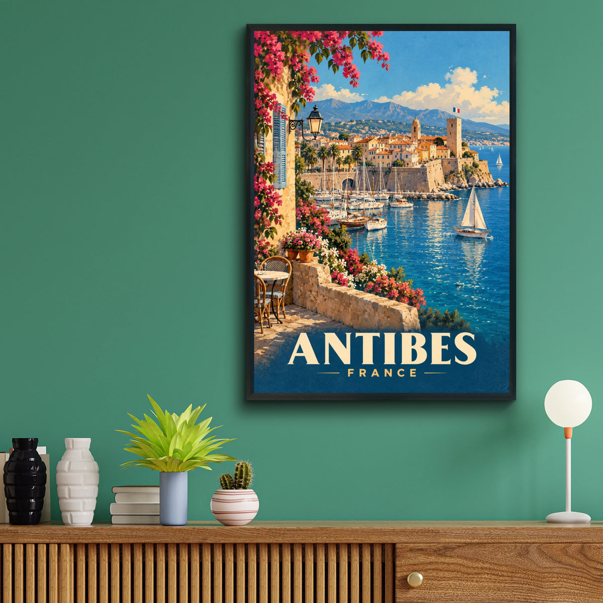 Antibes France Travel Poster, Vintage Cote d'Azur Wall Art, Mediterranean Print