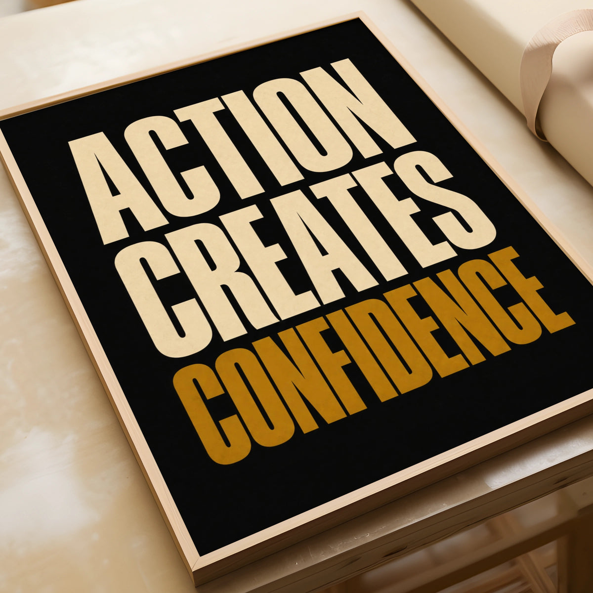 Action Creates Confidence Motivational Quote Poster, Bold Typography Wall Art Print