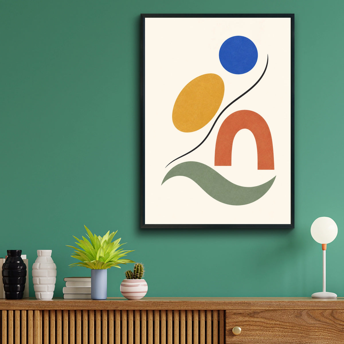 Nordic Shapes in Motion Abstract Wall Art, Geometric Poster, Boho Minimalist Print