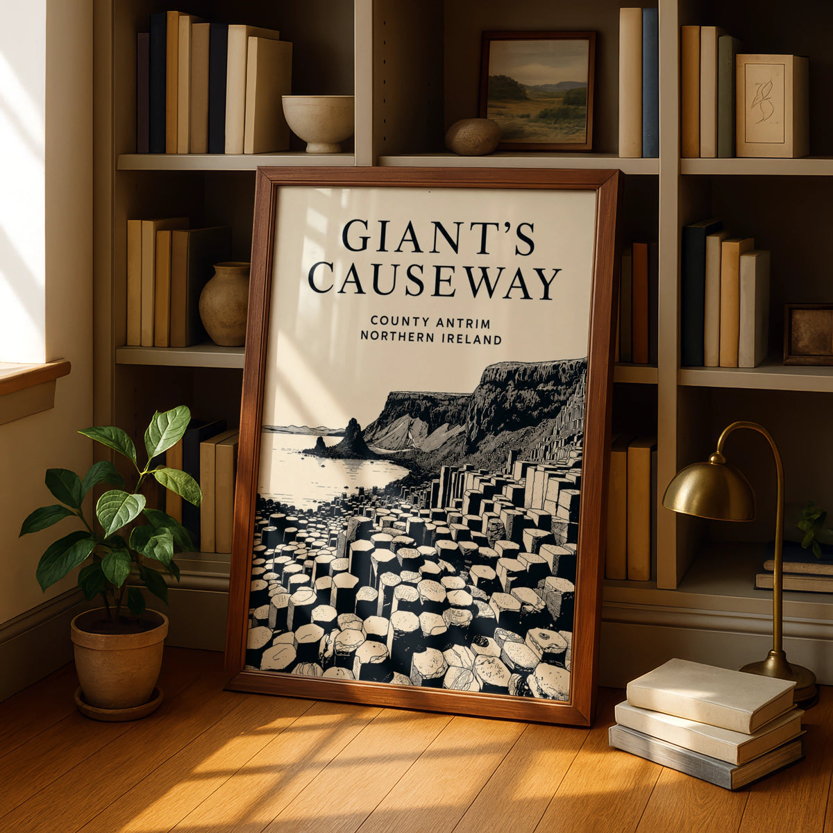 Giant's Causeway Poster, Northern Ireland Wall Art, County Antrim Travel Print
