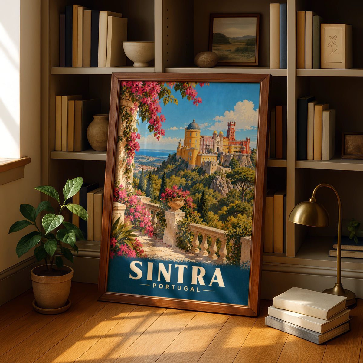 Sintra Portugal Travel Poster, Pena Palace Wall Art, Vintage Style Print, Europe
