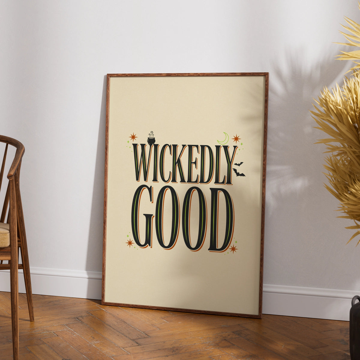 Wickedly Good Halloween Poster, Witch Wall Art Print, Spooky Typography Decor
