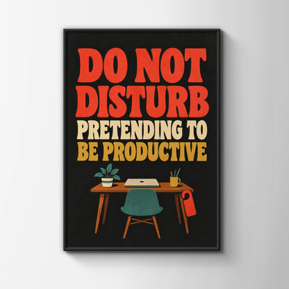 Do Not Disturb Pretending To Be Productive Poster, Funny Office Wall Art Print