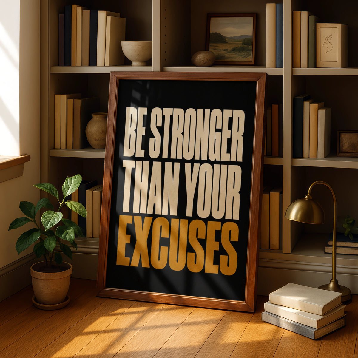 Be Stronger Than Your Excuses Motivational Gym Poster, Bold Typography Wall Art