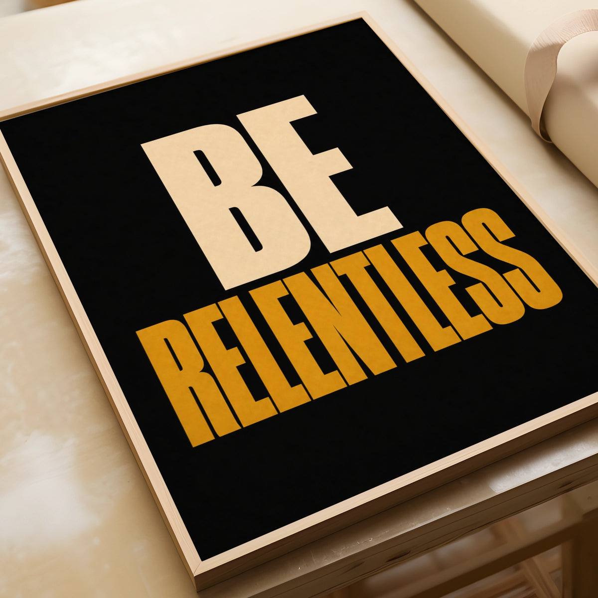 Be Relentless Motivational Poster, Bold Typography Wall Art, Gym Home Office Print