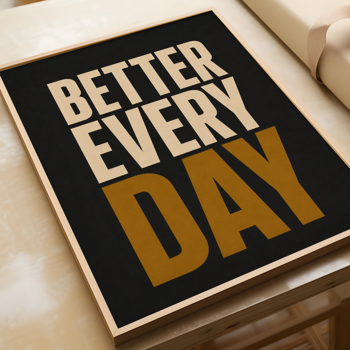 Better Every Day Motivational Poster, Bold Typography Wall Art, Black Gold Gym Print