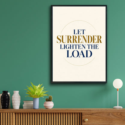 Let Surrender Lighten The Load Poster, Mindfulness Quote Wall Art, Navy Gold Print