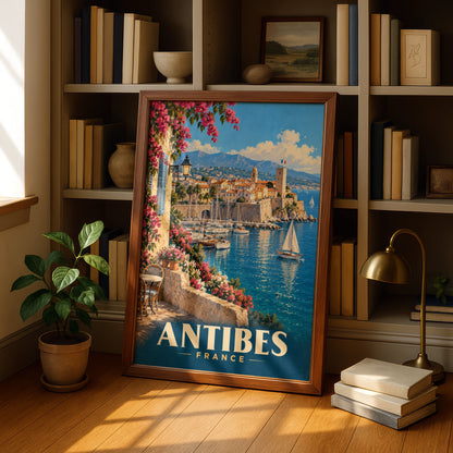 Antibes France Travel Poster, Vintage Cote d'Azur Wall Art, Mediterranean Print