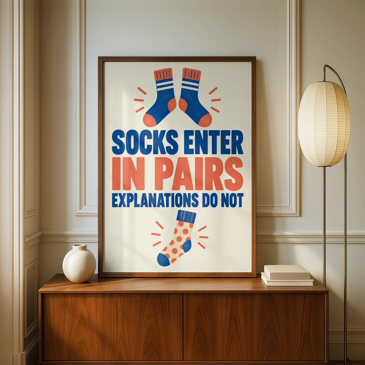 Funny Socks Poster, Laundry Room Humour Print, Bold Typography Wall Art Gift