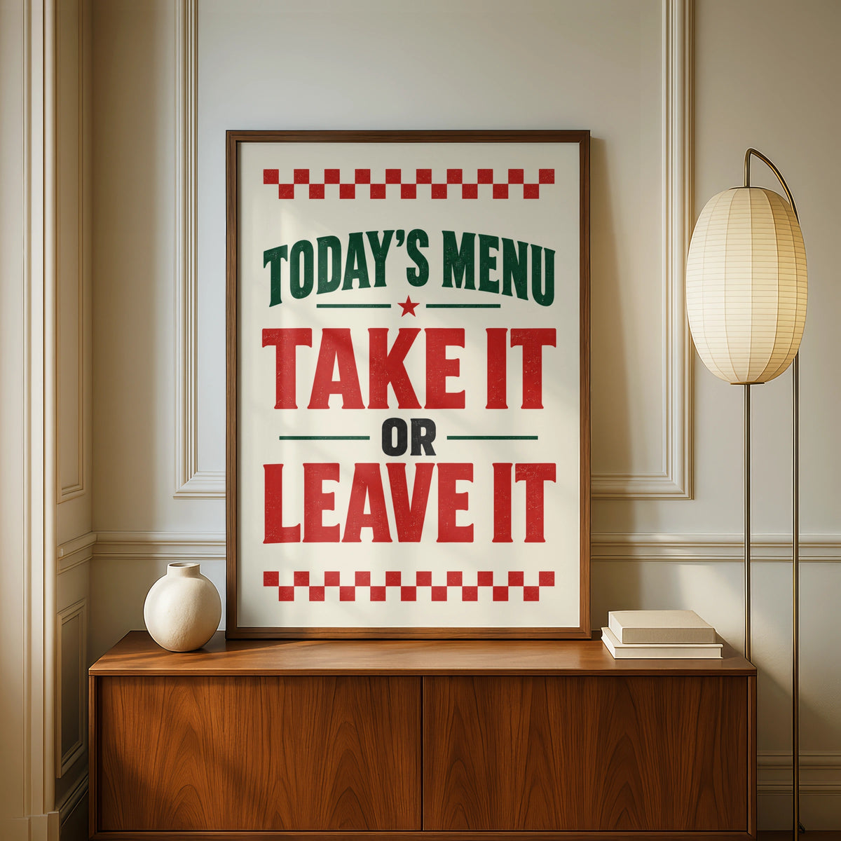 Today's Menu Take It or Leave It, Funny Kitchen Poster, Retro Diner Wall Art