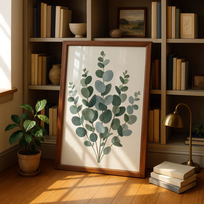 Eucalyptus Botanical Print, Green Leaf Wall Art, Minimalist Nature Poster, Boho Home Decor
