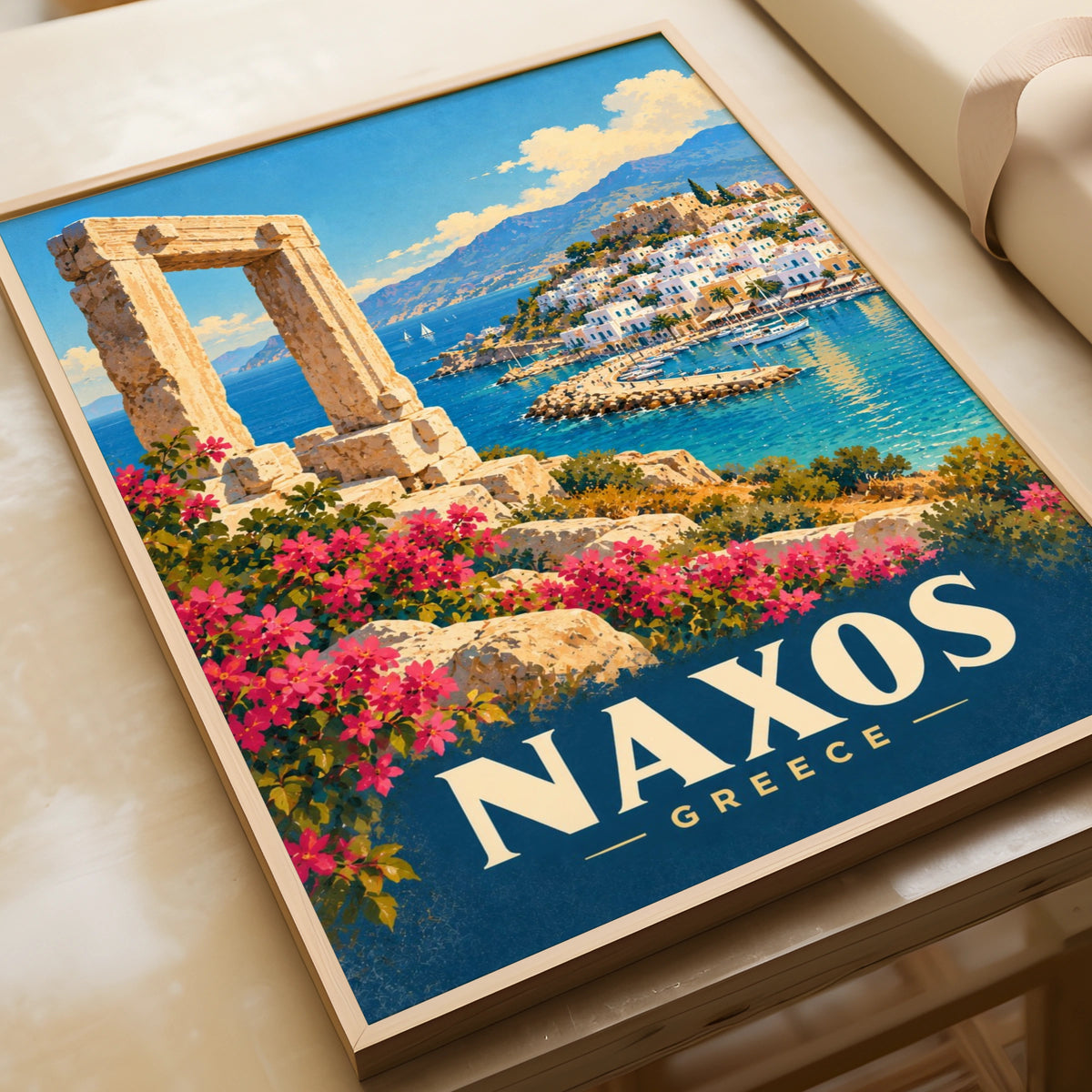Naxos Greece Travel Poster, Greek Island Wall Art, Vintage Mediterranean Print
