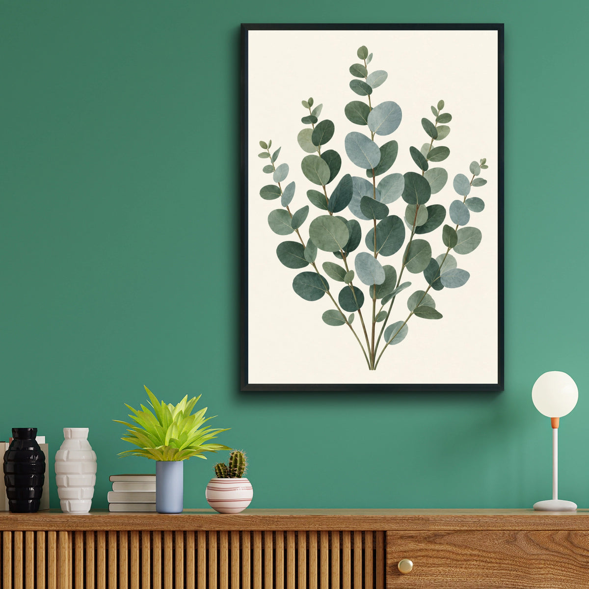 Eucalyptus Botanical Print, Green Leaf Wall Art, Minimalist Nature Poster, Boho Home Decor