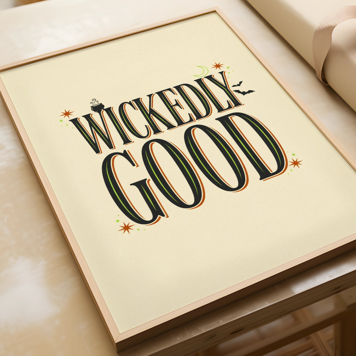 Wickedly Good Halloween Poster, Witch Wall Art Print, Spooky Typography Decor