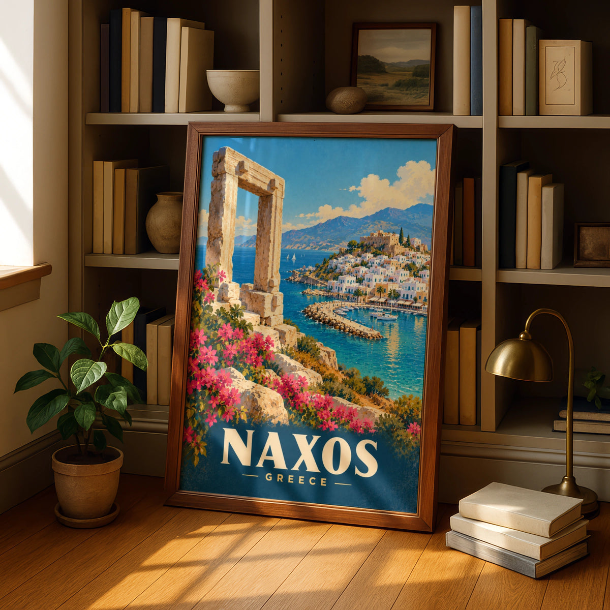 Naxos Greece Travel Poster, Greek Island Wall Art, Vintage Mediterranean Print